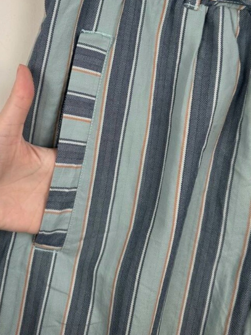 Free People Vertical Stripe Wide-Leg Tie-Waist Pants - Blue/Gray - Picture 5 of 6